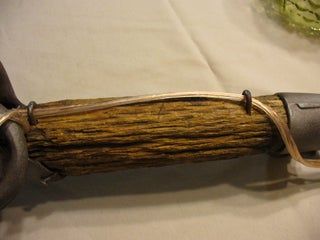 a close up of a knife on a table