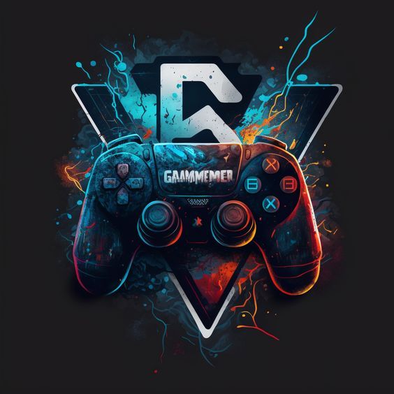 a video game controller in front of a dark background with the word gaming written on it