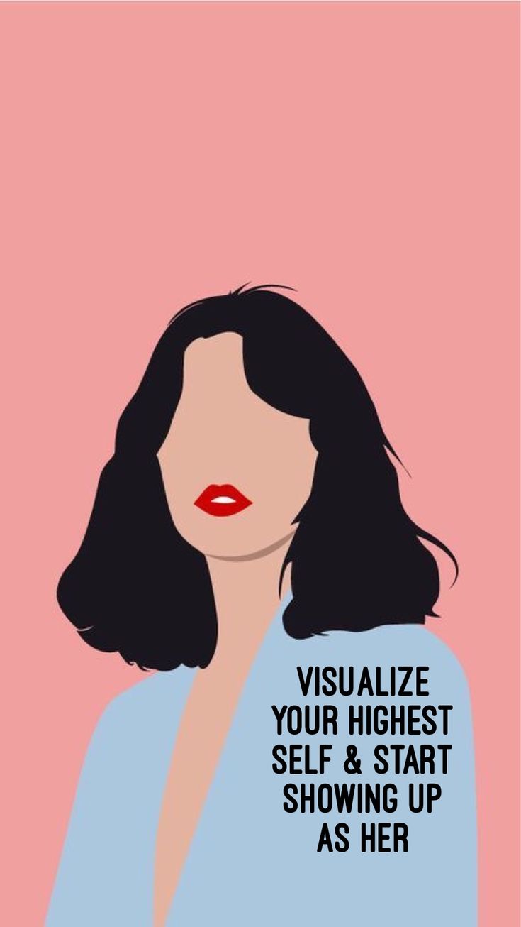 a woman's face with the words visualize your highest self and start showing up as her