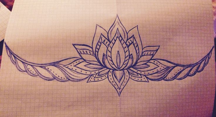 a drawing of a lotus flower on lined paper