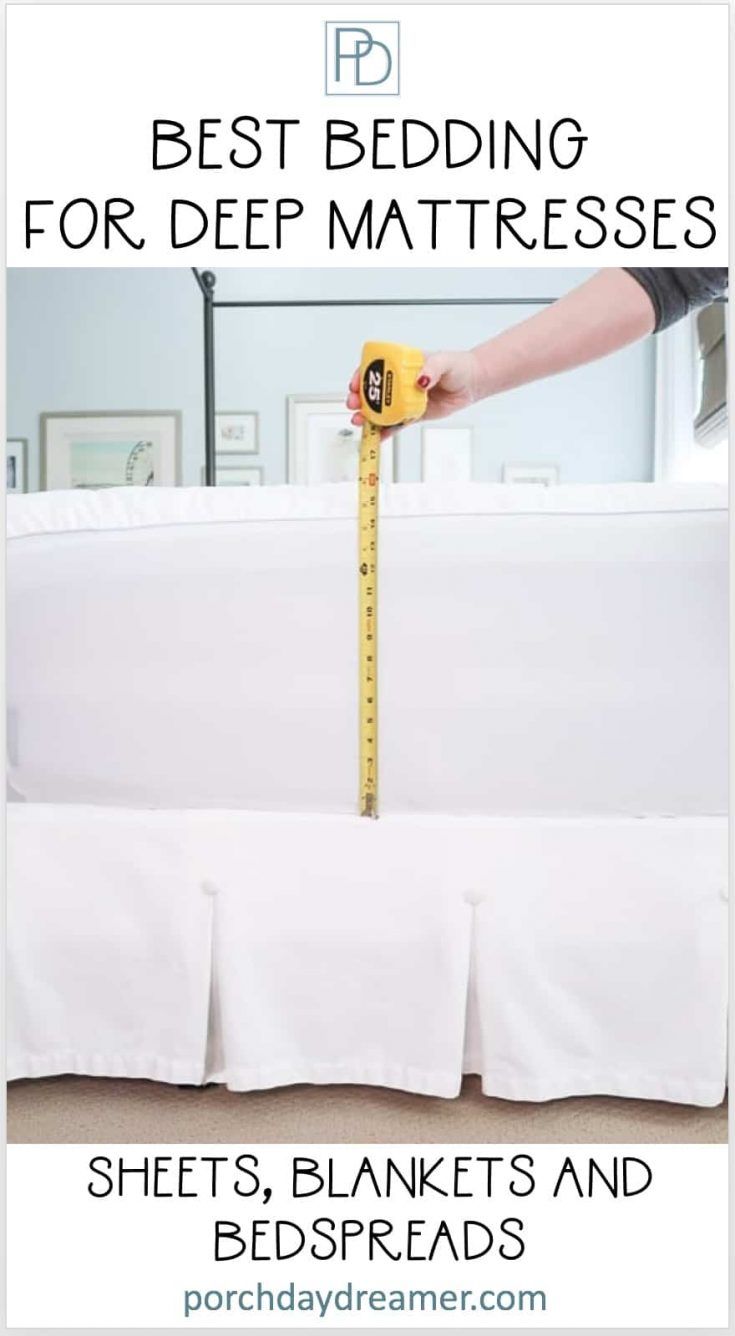 a bed with a measuring tape on it and the words best bedding for deep mattresses