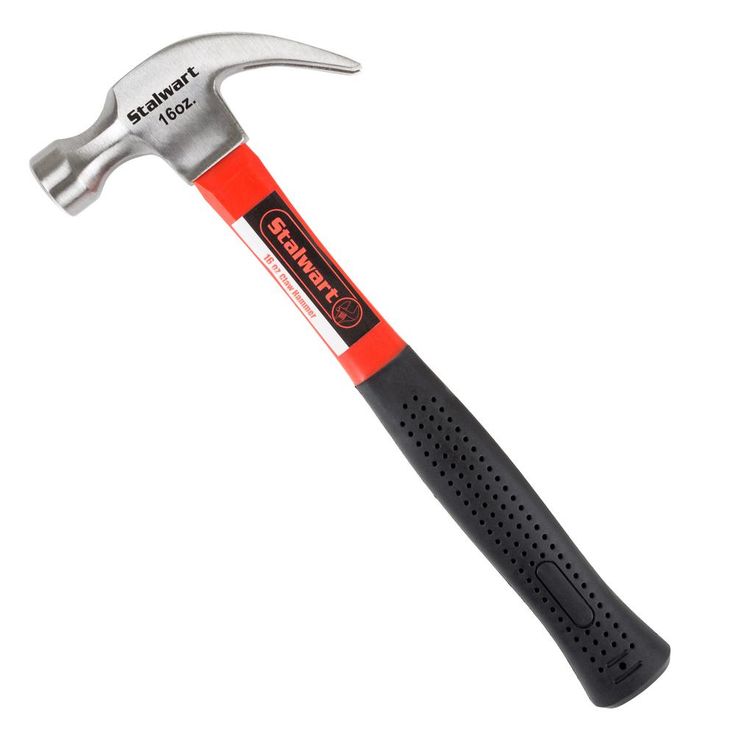 a hammer with an orange handle is shown on a white background for use in advertising