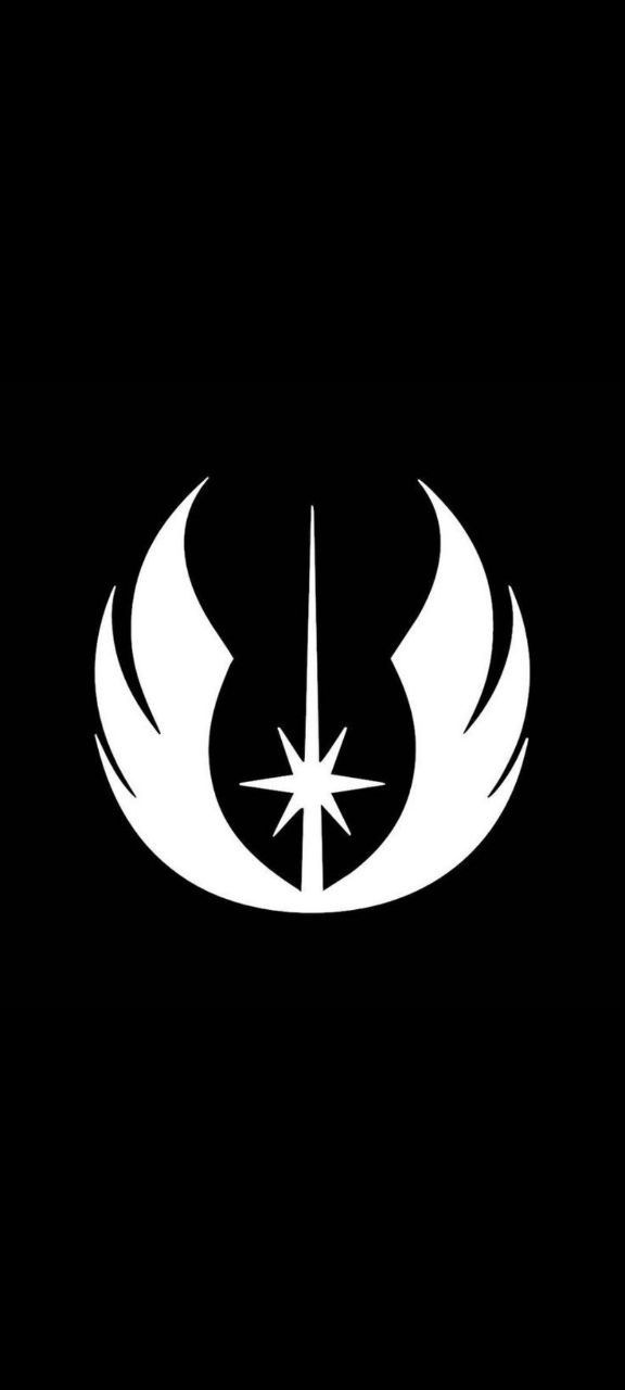 Jedi order symbol in a full black background for smartphones New Jedi Order Symbol, Jedi Knight Symbol, Star Wars Jedi Symbol, Jedi Order Wallpaper, Jedi Logo Wallpaper, Star Wars Empire Aesthetic, Star Wars Logos Symbols, Jedi Wallpaper, Republic Symbol