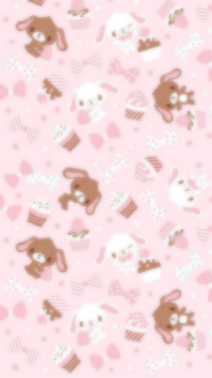 a pink background with brown teddy bears and hearts