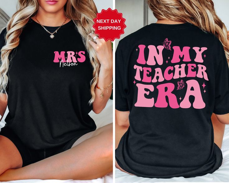 In My Teacher Era Shirt, Teacher Custom Name Tee, Teacher Era Shirt, Teacher Gift, First Grade Teacher T-shirt, Back to School, Custom name Hello Everyone! Welcome to NewTeeApparel. We are thrilled to have you here at our shop. At NewTeeApparel, you will find an extensive array of affordable, top-quality personalized designs and one-of-a-kind creations perfect for surprising your friends, family, coworkers, and loved ones. Our prints are meticulously crafted using the latest cutting-edge materials, ensuring exceptional quality and vibrant colors. Each order is prepared with the utmost care, employing top-quality inks during the production process. T-shirts hold a special place in our hearts as they allow us to convey significant moments, cherished memories, and sometimes express sentiments Gymnastics Mom Shirt, Teacher Custom, Little Sister Gifts, Gymnastics Mom, High School Graduation Gifts, Trendy Tees, Mom Era, My Teacher, First Grade Teachers