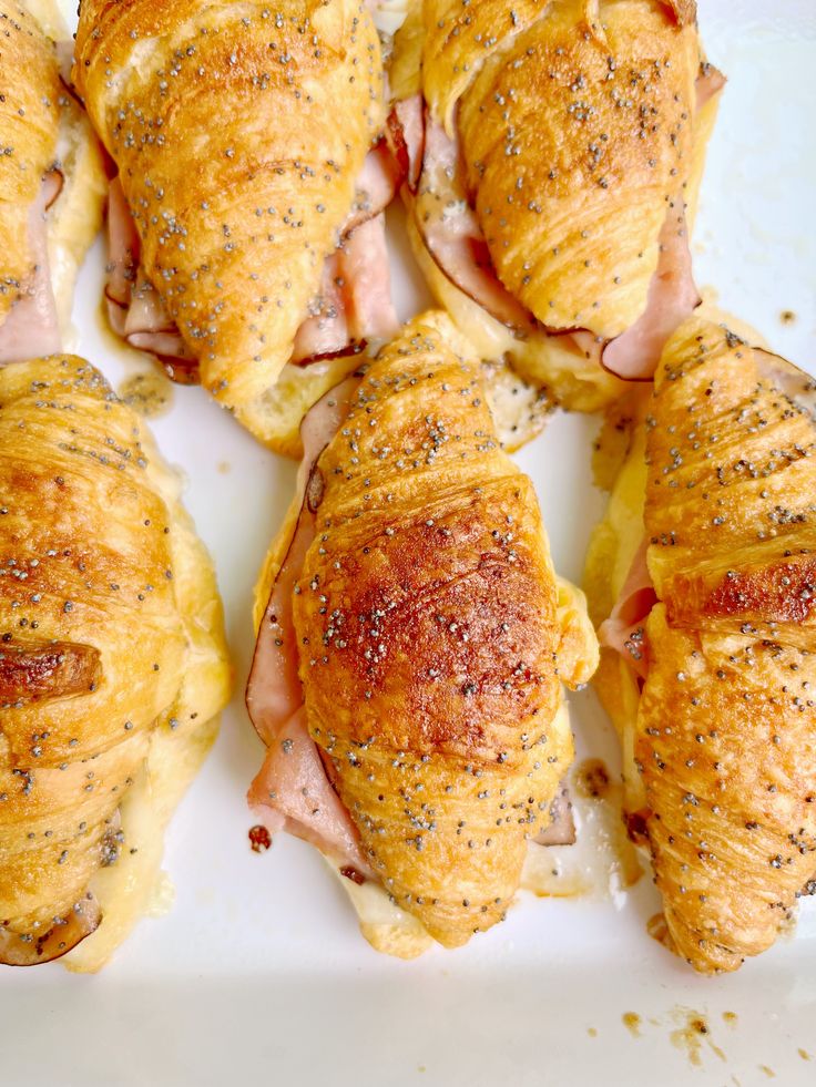 ham and cheese wrapped in puff pastry on a plate