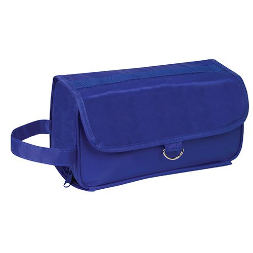 a blue toilet bag on a white background