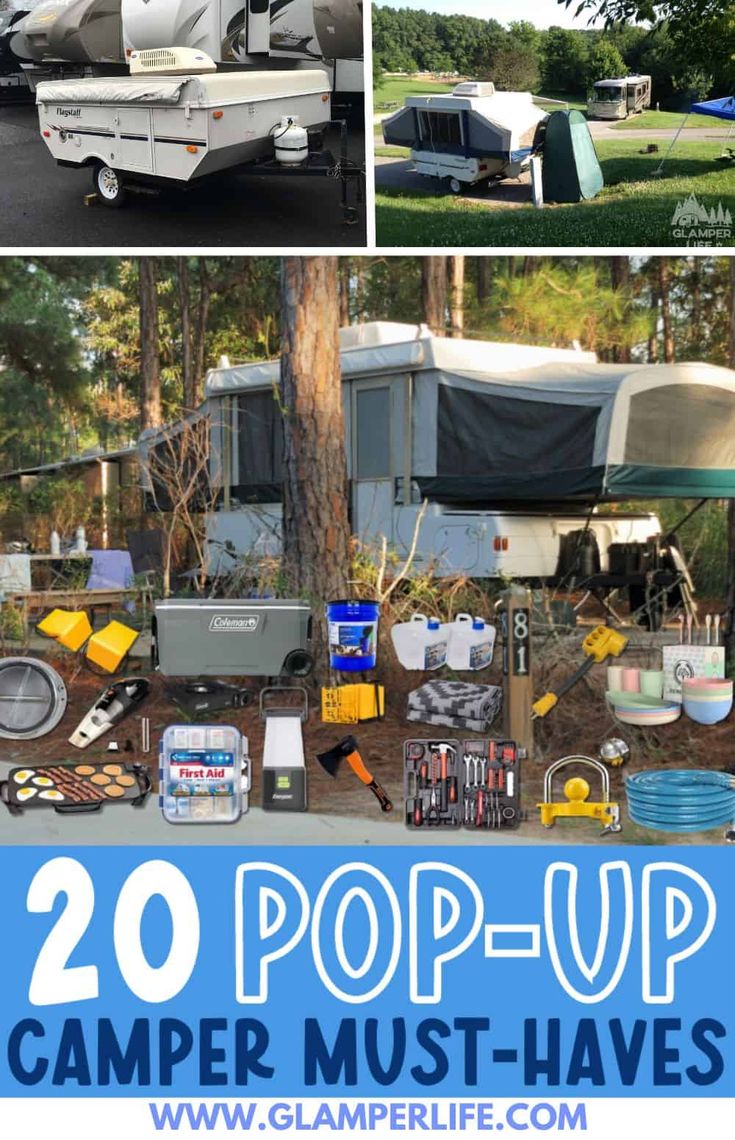 the top 20 pop - up camper must haves for camping in the woods