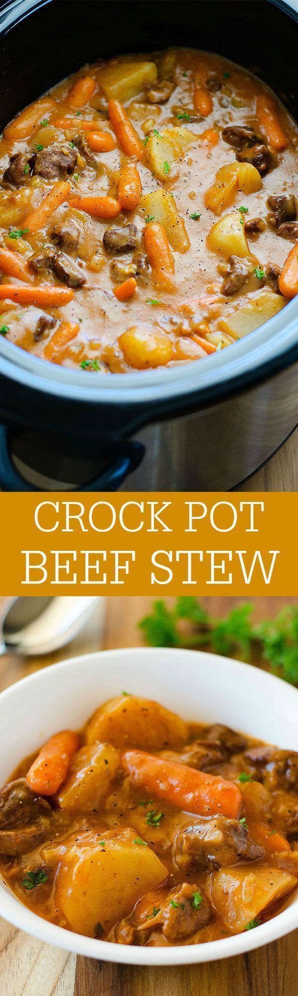 the crock pot beef stew is ready to be eaten