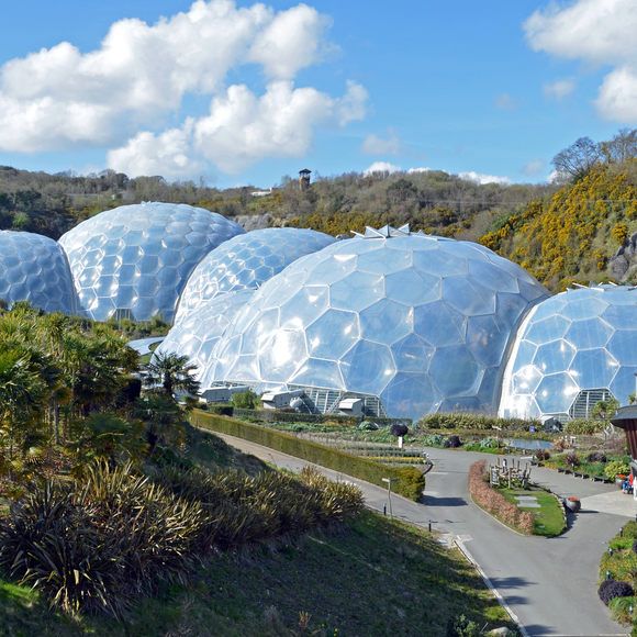 several large domes in the middle of a garden