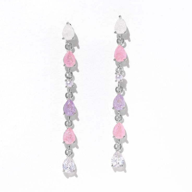 Our Lavender Haze Dangle Earrings is like wearing a pastel and cotton candy dream. They feature dazzling shades of pink, lavender, and milky CZ stones that are as sweet as it gets. Day or night, these will be your go-to earrings whenever you’re looking to add pops of pastel to any look. Pink Long Drop Earrings For Party, Pink Dangle Crystal Earrings With Sparkling Stones, Pink Drop Crystal Earrings For Party, Pink Sparkling Stones Dangle Crystal Earrings, Lavender Crystal Drop Earrings, Pink Drop Earrings For Party, Trendy Pink Dangle Teardrop Earrings, Pink Teardrop Crystal Earrings For Pierced Ears, Trendy Pink Teardrop Earrings