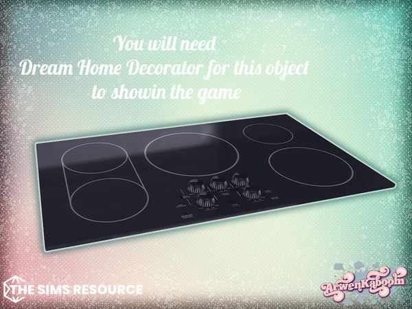 a black stove top sitting on top of a table next to a sign that says, you will need dream home decor for this object to show the game