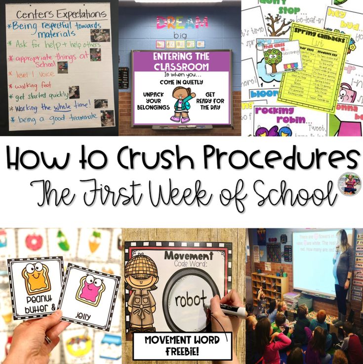 the first week of school with pictures and text that says, how to crush procedure