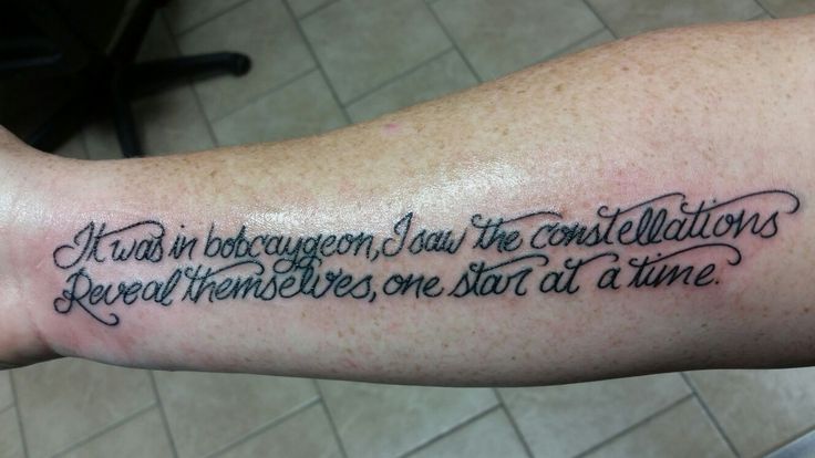 a person with a tattoo on their arm that says, it's in between the conditions