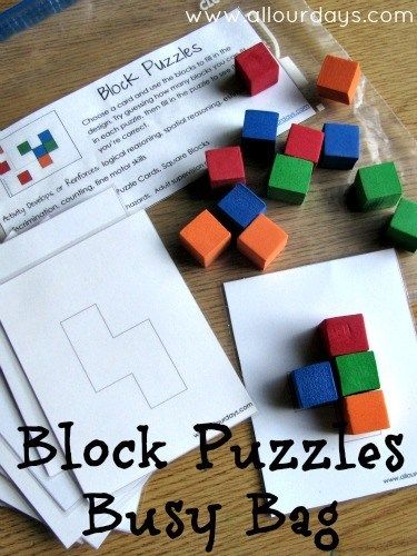 the block puzzles busy bag is filled with blocks