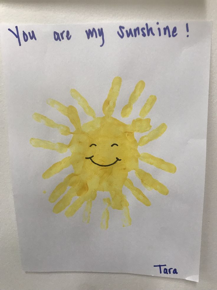 a child's handprint with the words you are my sunshine written on it