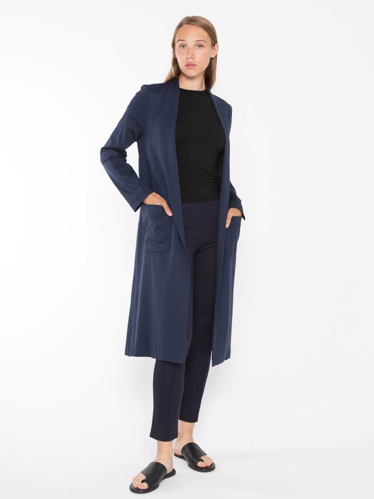 Navy Ponte Knit Smoking Jacket I Ripley Rader Ripley Rader, Leather Culottes, White Wide Leg Pants, White Short Sleeve Shirt, Black Short Sleeve Shirt, Straight Leg Pant, Black Wide Leg Pants, Slim Leg Pants, Contemporary Outfits