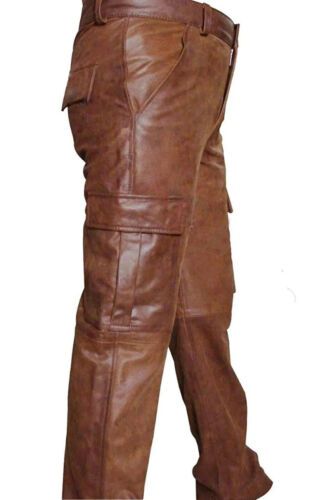 ad eBay - Find many great new & used options and get the best deals for Men's Real Leather Cargo Pants Vintage/distressed Leather Bikers Cargo Pants at the best online prices at eBay! Free shipping for many products! Rugged Fall Pants With Pockets, Rugged Fitted Distressed Bottoms, Rugged Distressed Fitted Bottoms, Rugged Brown Pants, Full Length Brown Leather Pants With Pockets, Rugged Brown Pants With Pockets, Brown Full Length Leather Pants With Pockets, Brown Full-length Leather Pants With Pockets, Vintage Leather Bottoms With Pockets