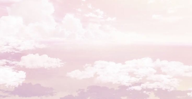 the sky is filled with fluffy clouds and pink hues in pastel colors,