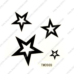 four black stars with one white star on the left side and three smaller ones on the right