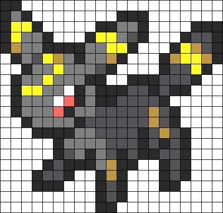 an image of a cat made out of pixellated squares with yellow and gray colors