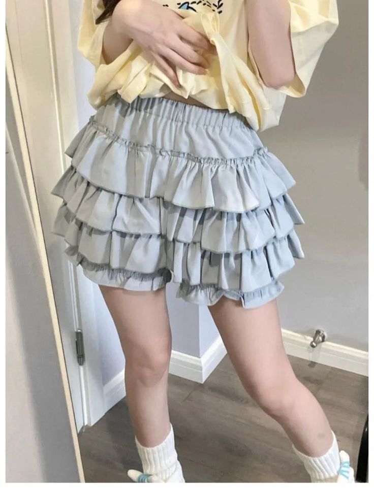 43820236570822|43820236603590|43820236636358 Style Soft Girl, Layered Mini Skirt, Empire Dresses, Gown Pattern, Ruffle Mini Skirt, Skirt Shorts, Purchase Order, Mini Short, Skirt Women