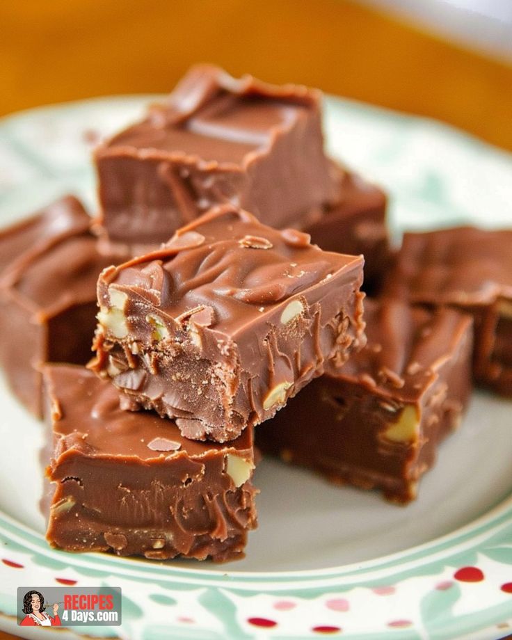 pieces of chocolate fudge on a plate