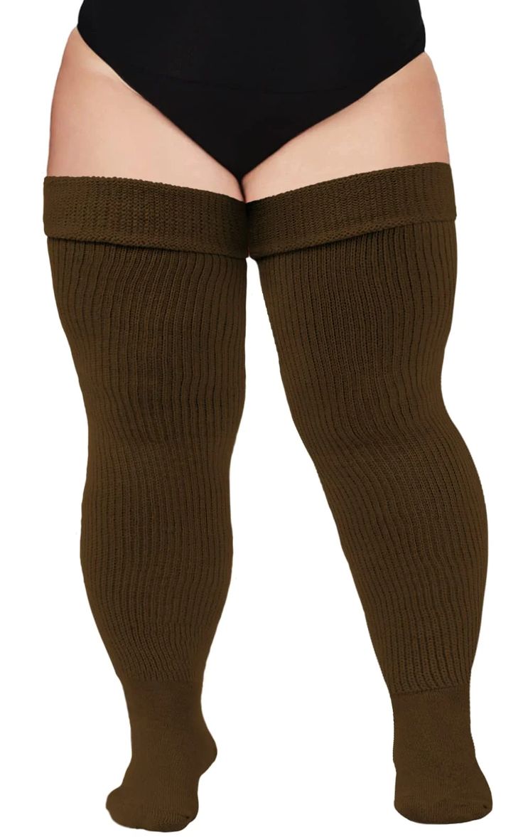 Colorful: CoffeeFeatures: 60% Acrylic Yarn, 25% Stretch Yarn, 15% Polyester, keep warm, keep fashion.Three Wear Ways: Thigh High Socks , Over the Knee Socks, Slouch SocksAdjustable closureMachine washable in cold water onlyOne Size: US 6.5 - 10Packing List:1*pair of Plus Size Thigh High Socks1* pair of Garter Belts Comfortable Thigh-high Stockings For Fall, Ribbed Thigh High Socks For Winter, Thigh High Ribbed Socks For Winter, Casual Brown Knee-high Socks For Fall, Brown Socks For Fall Stocking Stuffer, Brown Knee-high Socks For Winter, Brown Ribbed Winter Socks, Warm Brown Socks For Fall, Brown Knee-high Winter Socks