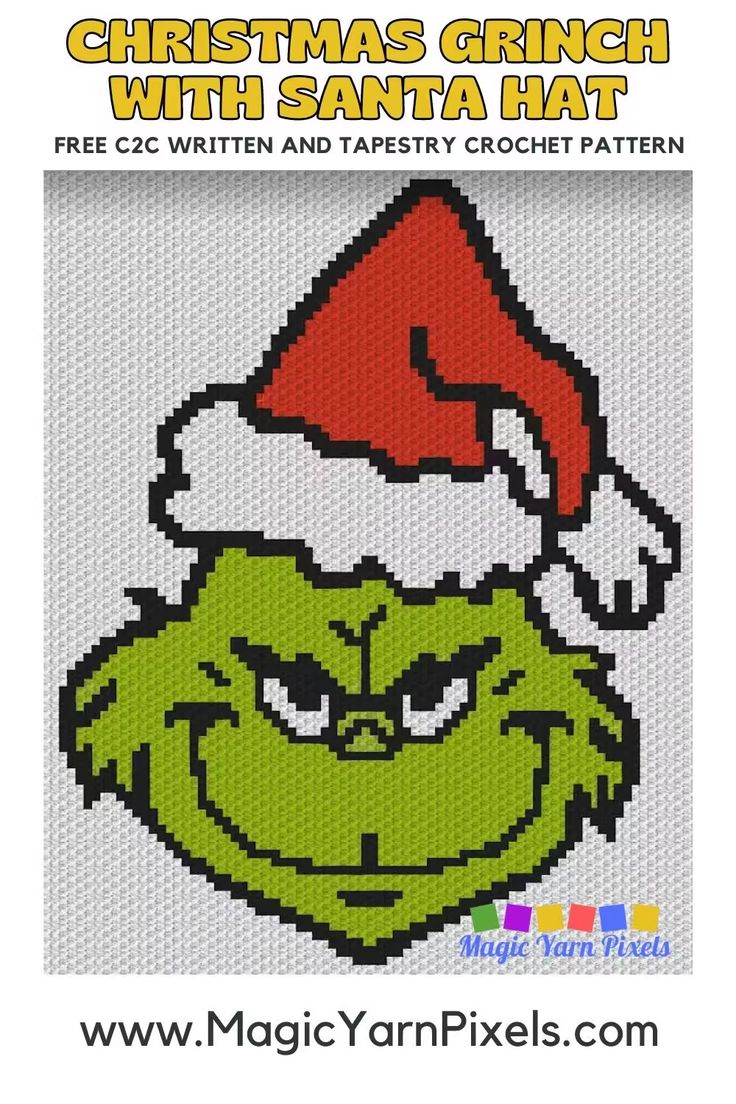 the grin face with santa hat is featured in this cross stitch pattern