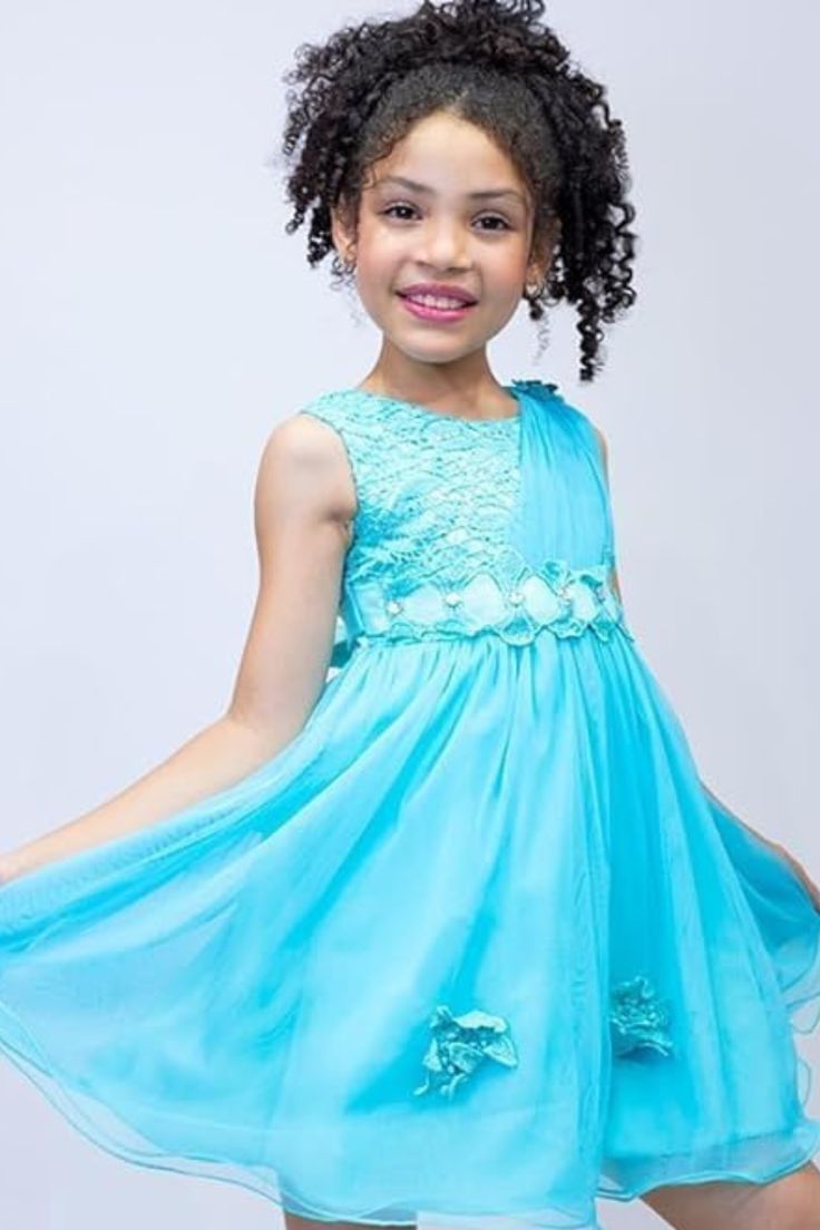 This enchanting blue chiffon dress is a perfect addition to your little girl's special occasion wardrobe. Pin it now to ensure she stands out in style! Blue Chiffon Dresses, Tulle Dress, Embroidered Flowers, Chiffon Dress, Lace Dress, Special Occasion, Girls Dresses, Comfort Fit, Chiffon