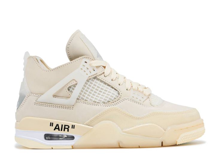 Off White X Wmns Air Jordan 4 SP 'Sail' - Air Jordan - CV9388 100 - sail/muslin/white/black | Flight Club Jordan 4 Off White, Baskets Jordans, Jordan Off White, Jordan 4’s, Basketball Nike, Nike Air Jordan 4, Jordan Retro 4, Authentic Jordans, Jordan Shoes Girls