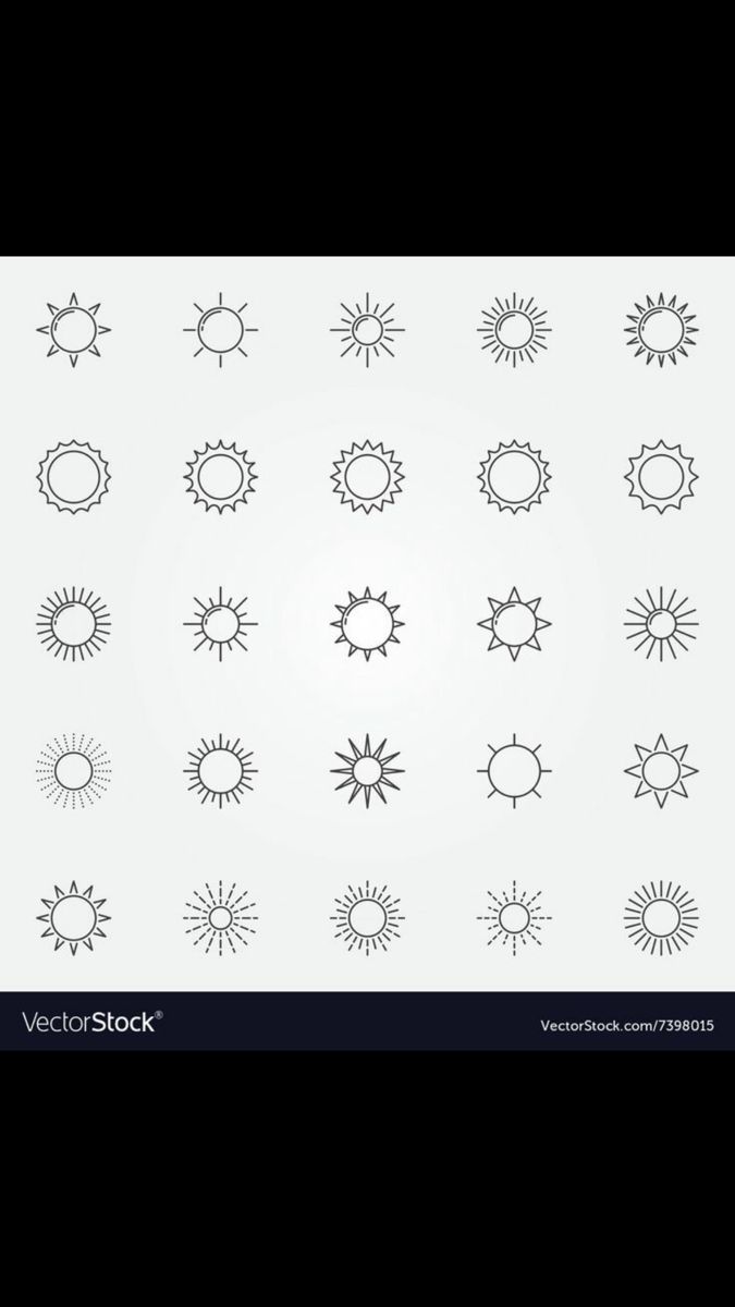 a set of nine sun icons on a white background