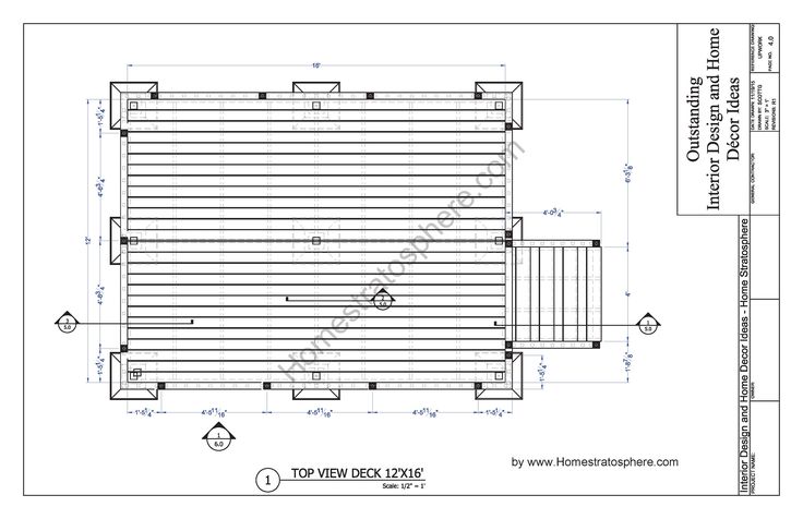 the plan for a deck with stairs and railings is shown in blueprinting