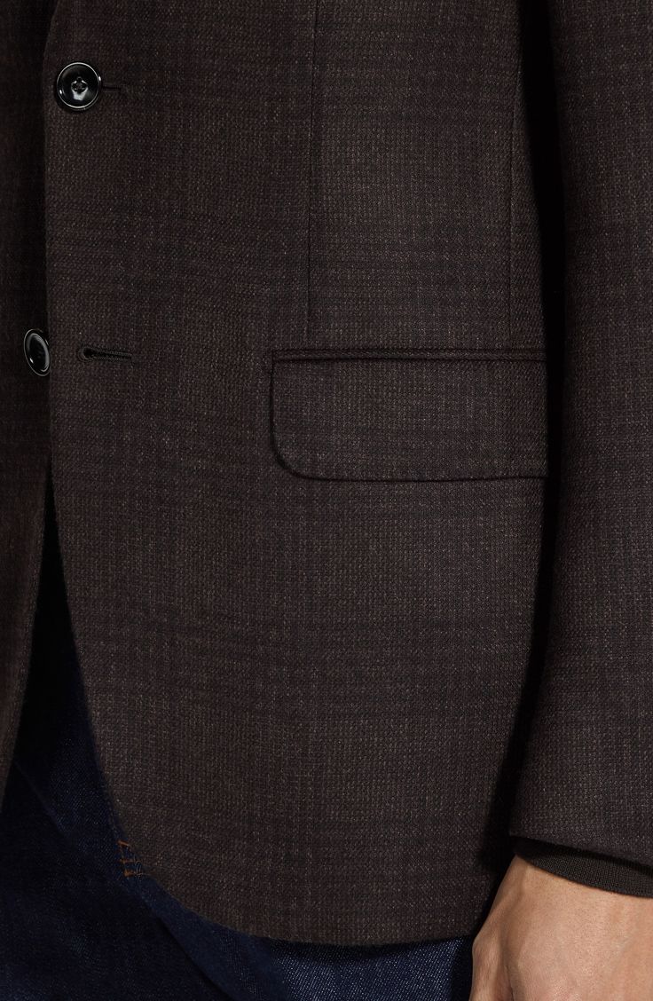 A luxe blend of silk and cashmere amplifies the elevated aesthetic of this Italian-crafted sport coat patterned in timeless glen plaid in a shadowy palette. Front button closure Notched lapels Split cuffs Chest welt pocket; front flap pockets 51% silk, 49% cashmere Dry clean Made in Italy Designer Clothing Designer Tweed Jacket For Business In Fall, Luxury Brown Winter Sport Coat, Designer Fall Suits With Welt Pockets, Designer Business Casual Suits For Fall, Luxury Business Casual Suits For Fall, Designer Fall Business Casual Suits, Luxury Business Casual Fall Suit, Luxury Fall Business Casual Suit, Luxury Tailored Sport Coat For Fall