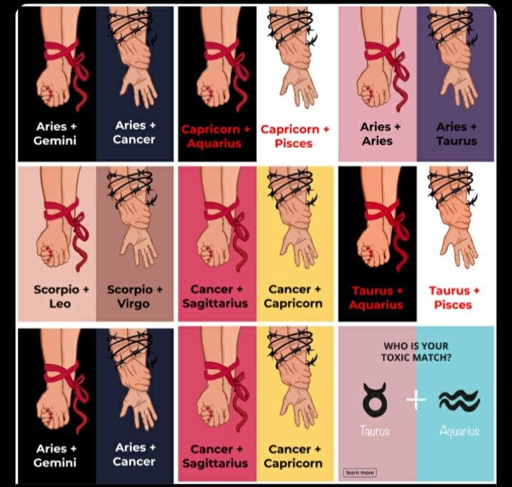 the different types of hands tied together with red ribbon and zodiac signs on each hand