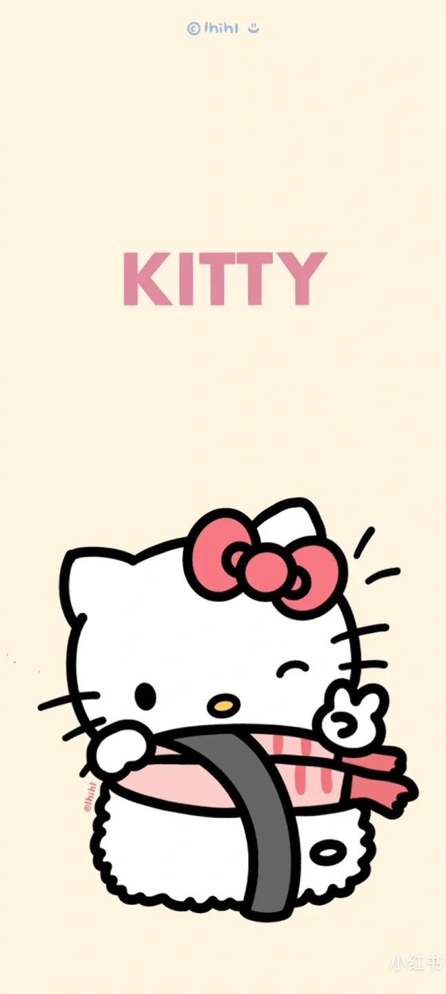 an image of hello kitty with chopsticks in her mouth and the word kitty above it