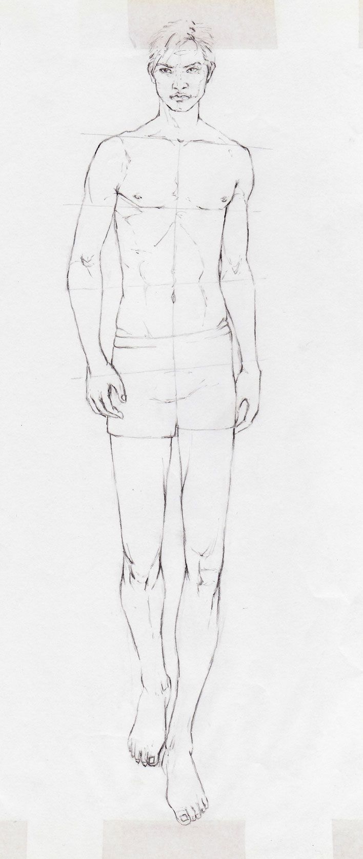 a drawing of a man with no shirt on