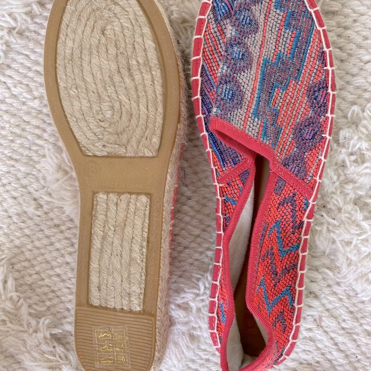 Never Worn, Size 8 Colorful Loft Espadrilles Pink Closed Toe Casual Espadrilles, Casual Pink Flat Espadrilles, Pink Casual Espadrilles For The Beach, Casual Pink Espadrilles For Beach, Beach Lace-up Textile Espadrilles, Casual Pink Espadrilles For Vacation, Low-top Espadrilles With Woven Sole For Beach, Multicolor Round Toe Espadrilles With Rubber Sole, Beach Low-top Espadrilles With Woven Sole