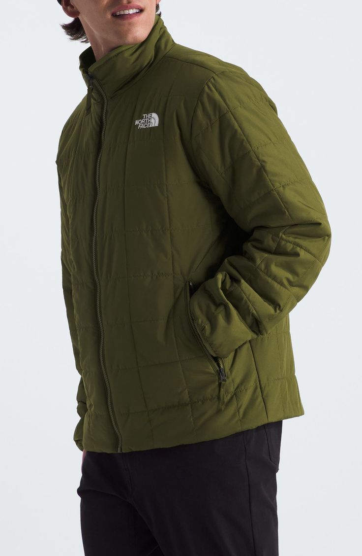 This versatile jacket warmed with Heatseeker™ Eco insulation and a water-repellent finish can act as a mid-layer or as a stand-alone jacket. 27" length (size Medium) Front zip closure with interior draft flap Stand collar Elastic binding on cuffs Secure-zip hand pockets Heatseeker Eco insulation is made from 100% recycled-polyester fiber and stays warm during both wet and dry conditions 50-denier 76 g/m² plain weave with non-PFC durable water-repellent (non-PFC DWR) finish Lined, with 100 g Heat Green Midweight Nylon Outerwear, Casual The North Face Puffer Jacket For Outdoor, Winter Travel Outerwear With Zip Fly, Functional Green Puffer Jacket With Long Sleeves, Insulated Long Sleeve Outerwear For Outdoor Activities, Insulated Long-sleeved Outerwear For Outdoor Activities, Insulated Long Sleeve Outerwear For Hiking, Insulated Outerwear For Outdoor Activities, Functional Green Long Sleeve Puffer Jacket