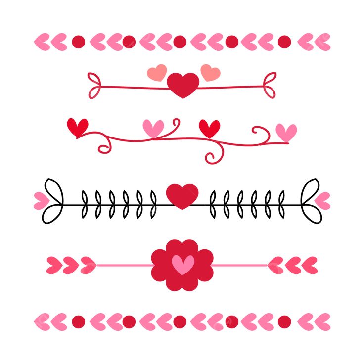 valentine's day clipart set with hearts, flowers and arrows on white background