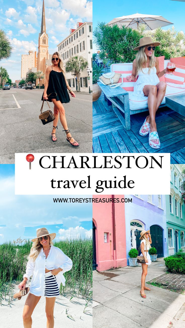 the charleston travel guide is featured in this collage