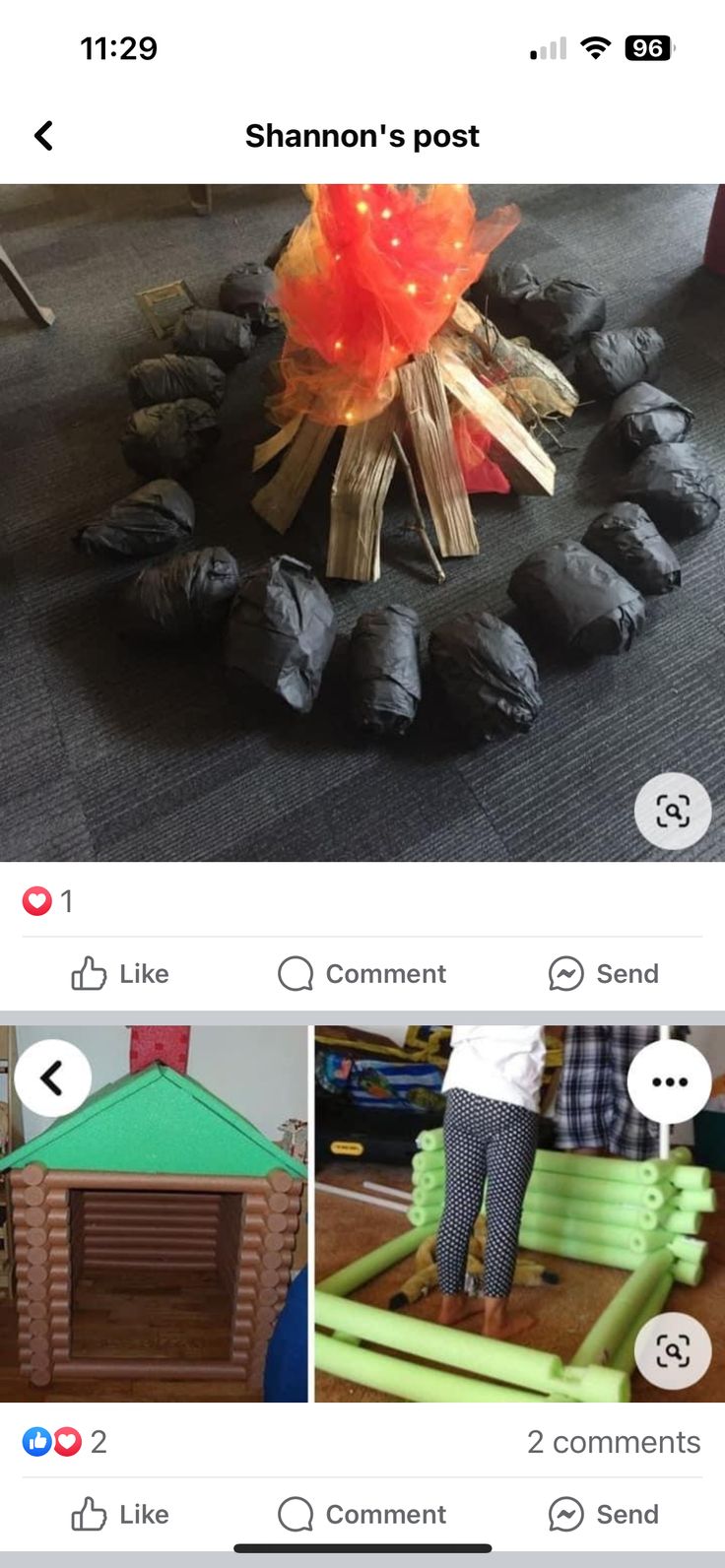 an instagram page with photos and text on the bottom right hand corner, below is a photo of someone's feet standing in front of a fire pit