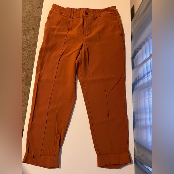 Burnt Orange Cropped Ankle Pants. Size 16. Never Worn, No Tag. Chic Cuffed Ankle Pants For Workwear, Cuffed Ankle Workwear Pants For Fall, Trendy Workwear Capris With Pockets, Fall Workwear Pants With Cuffed Ankles, Stretch Pants With Cuffed Ankles For Fall, Workwear Stretch Pants With Cuffed Ankles, Stretch Pants With Cuffed Ankles For Work, Spring Workwear Pants With Cuffed Ankles, Fitted Pants With Cuffed Ankles For Fall