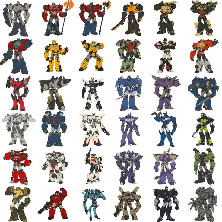 an assortment of different types of robots from the past to present, all in various colors and sizes