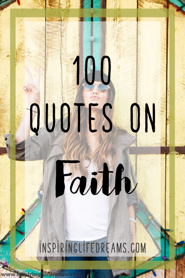 a woman standing in front of a wall with the words, 100 quotes on faith