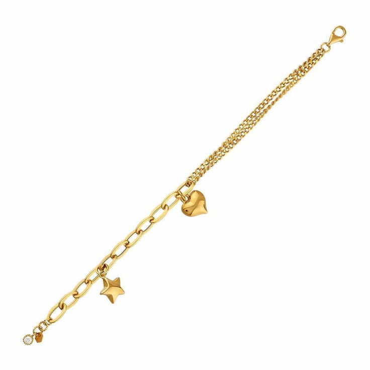 "14k Gold Bracelet | Double Curb Chain and Paperclip Thick Link w/ Lobster Claw Lock Bracelet with Puffed Heart Pendant | Gift for Her * Material: 14k Yellow Gold, 14k Rose Gold, 14k White Gold, * Weight: 6,20gram (1 Charm, 7,5\" +/-%10 due to size) Contact me if you are unsure about length. Extension links are standard for minor adjustments. ∙ P R O D U C T I O N ∙ * All of my products are handmade and crafted with care and love:) * All of my products are SOLID GOLD, no gold fill, no gold coati Gold Metal Heart Bracelet For Wedding, Gold Charm Bracelet With Adjustable Chain For Anniversary, Gold Bracelet With Heart Charm For Wedding, Yellow Gold Tarnish Resistant Charm Bracelet For Anniversary, Anniversary Yellow Gold Charm Bracelet, Tarnish Resistant, Anniversary Yellow Gold Tarnish Resistant Charm Bracelet, Anniversary Yellow Gold Tarnish-resistant Charm Bracelet, Gold Charm Bracelet With Heart Charm For Wedding, Gold Chain Charm Bracelet For Valentine's Day