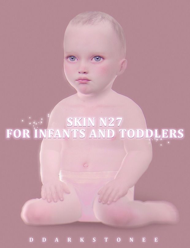 a baby sitting on top of a pink background with the words skin n7 for infants and toddlers