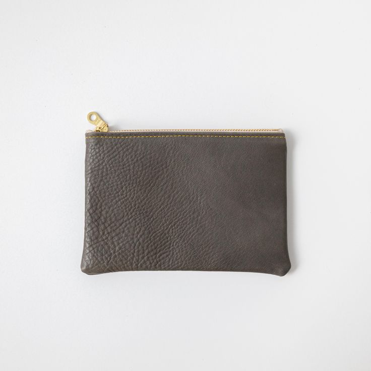 Grey Cypress Small Zip Pouch- small zipper pouch - leather zipper pouch - KMM & Co. Minimalist Leather Pouch, Everyday Leather Coin Purse With Zipper, Leather Coin Purse With Zipper Closure For Everyday Use, Leather Coin Purse With Zipper For Everyday Use, Minimalist Zipper Pouch For Everyday Use, Minimalist Everyday Zipper Pouch, Everyday Soft Leather Coin Purse, Zipper Pouches, Leather Clutch Bag