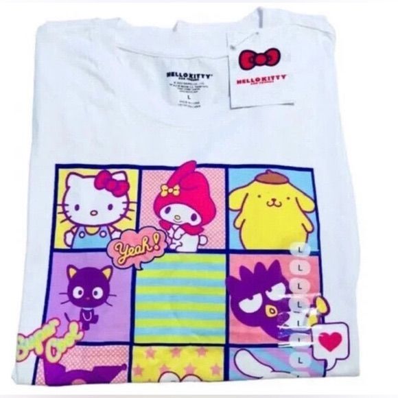 Hello Kitty And Friends By Sanrio Tshirt Kitty And All Her Friends Various Sizes Sizing Chart Above I Have Every Lip Balm Macaron To Match All Kitty Friends. I Also Have So Much More Hk In My Closet, Bundle To Saw! Graphic Shirts Women, Naruto Shirts, Hello Kitty T Shirt, Kawaii Shirts, Friends T Shirt, Red Long Sleeve Shirt, Hello Kitty And Friends, Retro Graphic Tees, Outfit Shopping