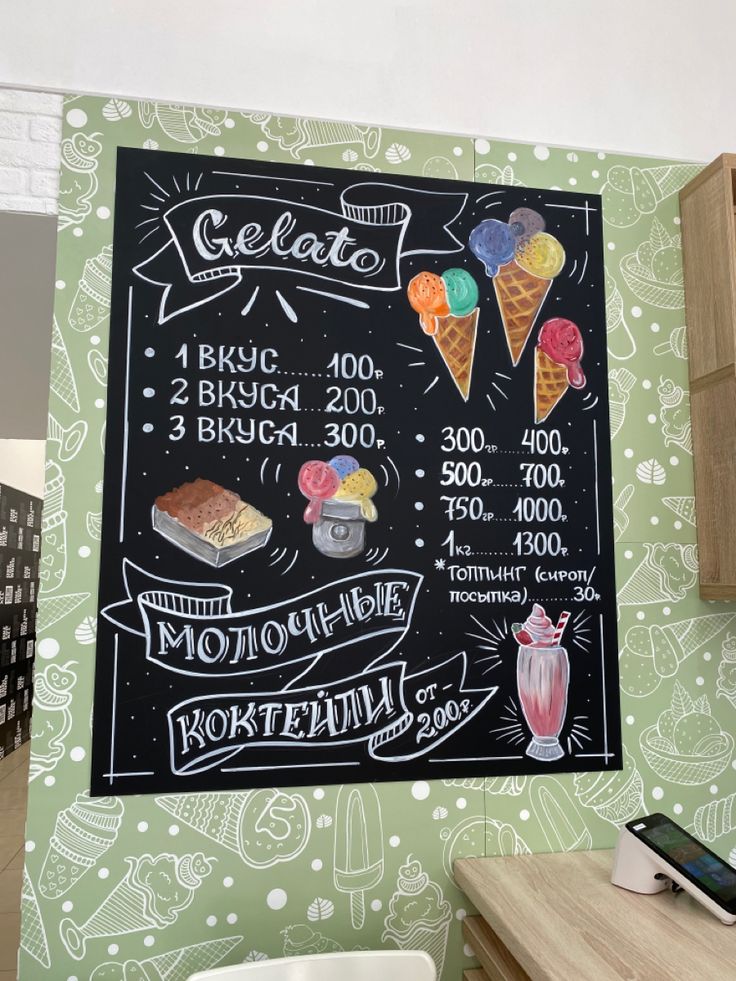 Роспись меловых досок Ice Cream Board Design, Heladerias Ideas Decoracion, Chalk Menu, Chalk Markers Art, Chalkboard Art Diy, Brochure Food, Chalk Writing, Cafe Menu Design, Creative Book Covers